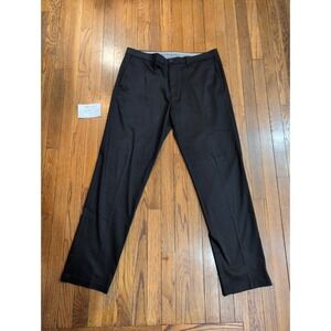 Haggar Premium No Iron Khaki Black Gripper Waist Stretch Dress Pants Mens 36x34